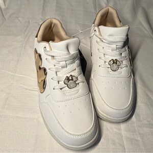 Disney White and Gold Women's Sneakers Size 10